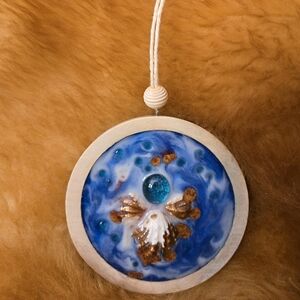 Glass / Seashell Resin Art. Coastal Ornament.
